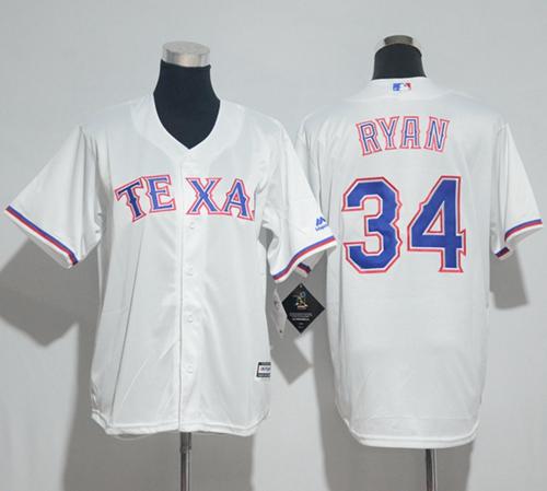 Rangers #34 Nolan Ryan White Cool Base Stitched Youth MLB Jersey - Click Image to Close